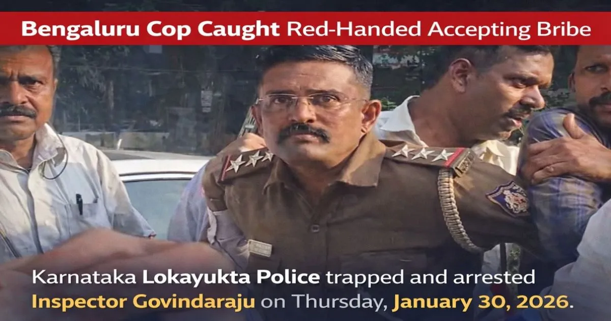 बेंगलुरु के चामराजपेट में लोकायुक्त की टीम द्वारा पकड़ा गया पुलिस इंस्पेक्टर गोविंदराजू (Govindaraju Inspector).